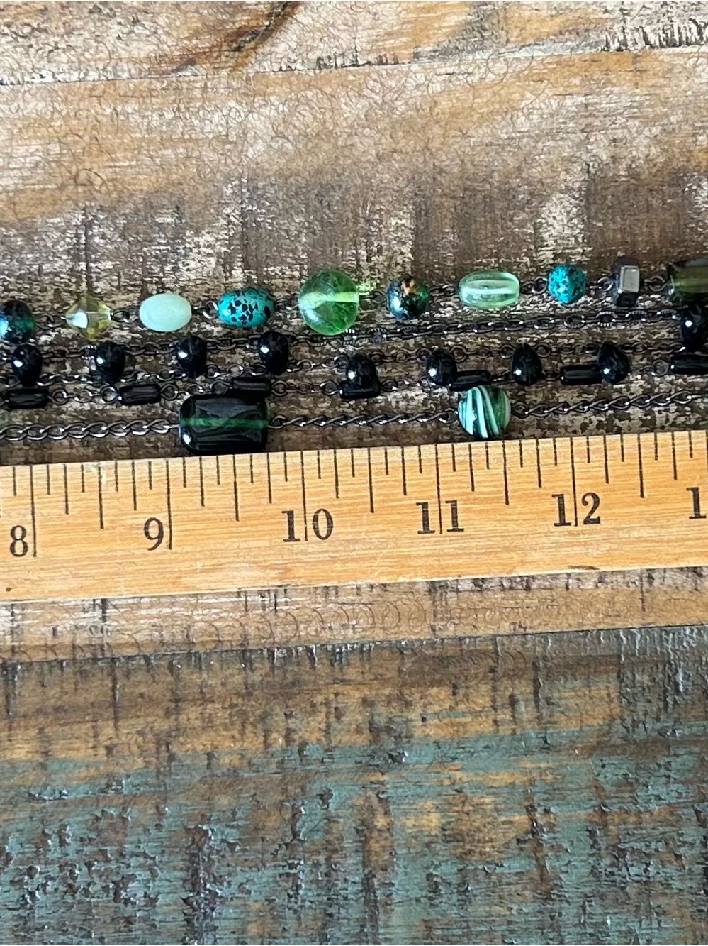 Lia Sophia ‘Herb Garden’ 5-Strand Mossy Green, Black Aqua, Teal Beaded Necklace - Picture 8 of 10